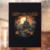 GELUKKIG HALLOWEEN, castel, pompoen Raamsticker (Vel 2)