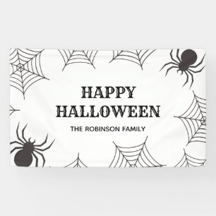 Gelukkig Halloween Cobweb Spinnen Zwart & Wit Part Spandoek