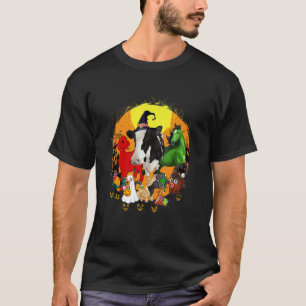 Gelukkig Halloween Dier Zwarte Kat Hond Koe Varke T-shirt