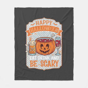 Gelukkig Halloween Eet Drink Wees eng Pompoen Kete Fleece Deken