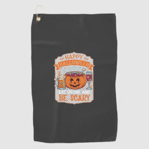 Gelukkig Halloween Eet Drink Wees eng Pompoen Kete Golfhanddoek