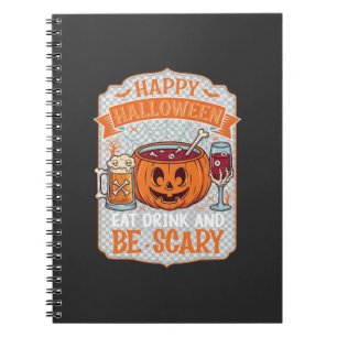 Gelukkig Halloween Eet Drink Wees eng Pompoen Kete Notitieboek