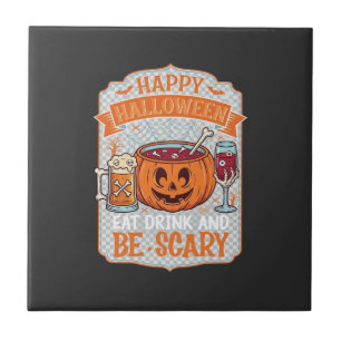 Gelukkig Halloween Eet Drink Wees eng Pompoen Kete Tegeltje