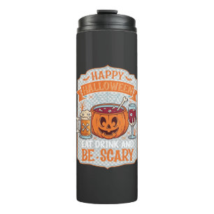 Gelukkig Halloween Eet Drink Wees Eng Pompoen Kete Thermosbeker