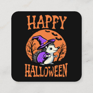 Gelukkig Halloween Egel Heks Vierkante Visitekaartje
