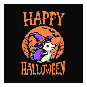 Gelukkig Halloween Egeltje Heks Foto Afdruk
