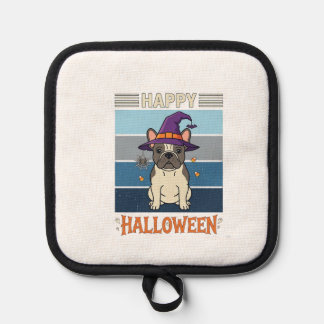 Gelukkig Halloween Franse Bulldog Heks Spinnenweb  Pannenlap