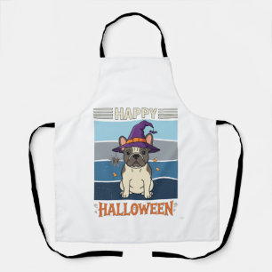 Gelukkig Halloween Franse Bulldog Heks Spinnenweb Schort