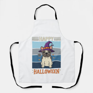 Gelukkig Halloween Franse Bulldog Heks Spinnenweb  Schort