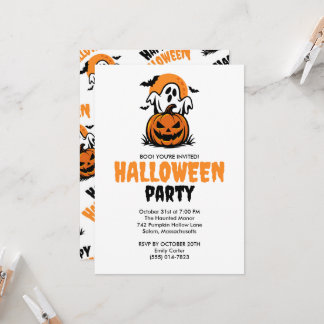 Gelukkig Halloween Geest & Pompoen Feest Kaart