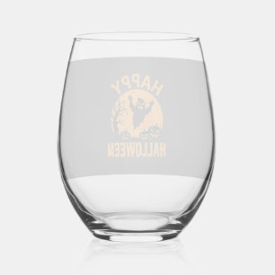 Gelukkig Halloween Geest Pompoen Vector Design Wijnglas Zonder Voet