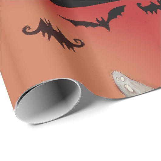 Gelukkig Halloween Geesten & Pompoen Wrapping Papi Cadeaupapier (Rol Hoek)