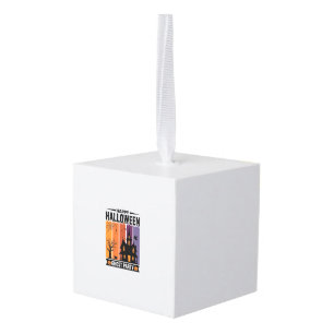 Gelukkig Halloween Geestenfeest Spokenhuis T-shirt Kubus Ornament