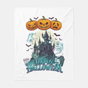 Gelukkig Halloween Geheime Kasteelpompoenen Spoken Fleece Deken