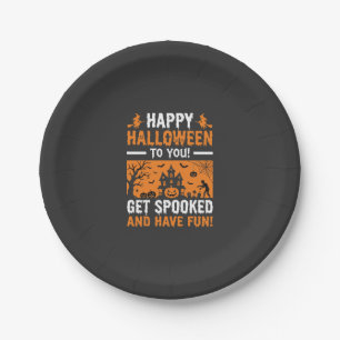 Gelukkig Halloween Griezelig Geest Huis Citaat Papieren Bordje