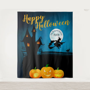 Gelukkig Halloween Griezelscène Feest Achtergron Wandkleed