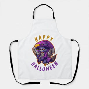Gelukkig Halloween Halloween Heks Kat Schort
