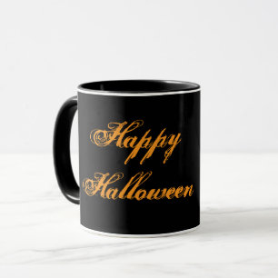 Gelukkig Halloween Handgeschreven Mok (Zwart & Ora