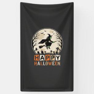 Gelukkig Halloween Hek Maan Kerkhof Ontwerp_1 Spandoek