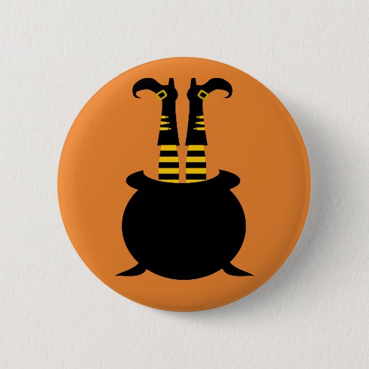 Gelukkig Halloween Heks Been Ronde Button 5,7 Cm (Voorkant)