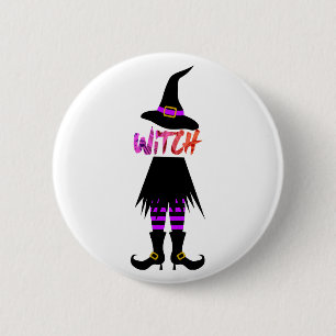 Gelukkig Halloween Heks Been Ronde Button 5,7 Cm