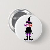 Gelukkig Halloween Heks Been Ronde Button 5,7 Cm (Voorkant /achterkant)
