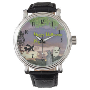 Gelukkig Halloween Heks en Geest Horloge