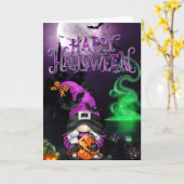 Gelukkig Halloween Heks Kabouter Kaart (Gele Bloem)