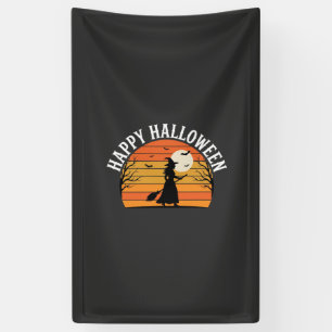 Gelukkig Halloween Heks Zonsondergang Ontwerp_1 Spandoek