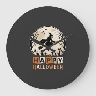 Gelukkig Halloween Heksenmaan Graf Cemetery Ontwer Grote Klok