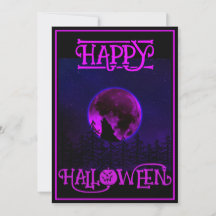 Gelukkig Halloween Huilende Hond Paarse Maan