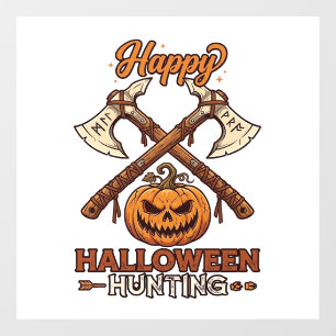 Gelukkig Halloween Jagen Gekruiste Bijlen Pompoen Raamsticker