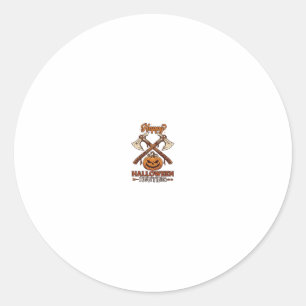 Gelukkig Halloween Jagen Gekruiste Bijlen Pompoen Ronde Sticker