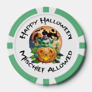 Gelukkig Halloween Kabouter Verbergt Zich Achter P Poker Chips