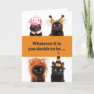 Gelukkig Halloween Kat in Kostuums Humor Feestdagen Kaart