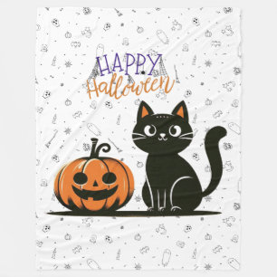 Gelukkig Halloween kat & pompoen Fleece Deken