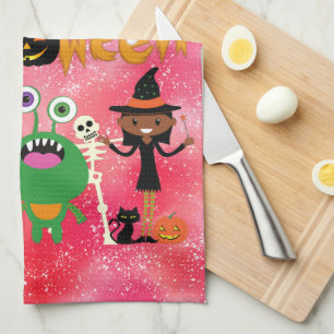 Gelukkig Halloween Kinderen Schattig en eng Theedoek
