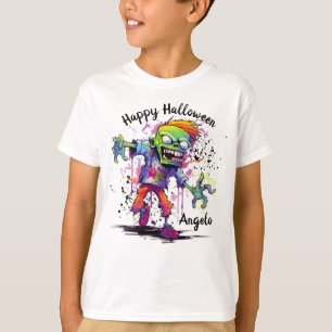 Gelukkig Halloween Kinderen Zombie Kleurrijk T-shirt