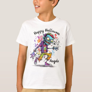 Gelukkig Halloween Kinderen Zombie Kleurrijke Spet T-shirt