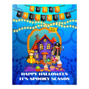 Gelukkig Halloween Kostuum Kinderfeest Viering Foto Afdruk