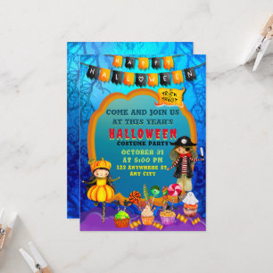 Gelukkig Halloween Kostuum Kinderfeest Viering Kaart