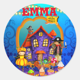 Gelukkig Halloween Kostuum Kinderfeest Viering Ronde Sticker