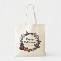 Gelukkig Halloween Krans Trick or Treat Boodschapp Tote Bag