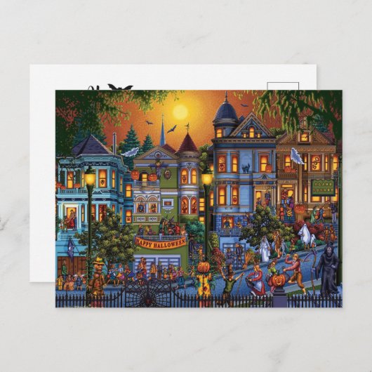 Gelukkig Halloween landschap Feestdagenkaart (Voorkant / Achterkant)