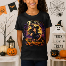 Gelukkig Halloween Lieve Heks Vliegend op Bezem
