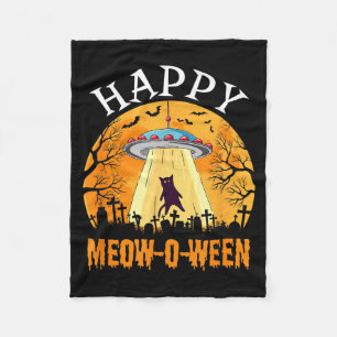 Gelukkig Halloween Meowoween Grappige Zwarte Kat V Fleece Deken