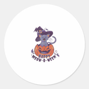 Gelukkig Halloween Meowoween tanktop Ronde Sticker