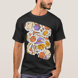 Gelukkig Halloween naadloos patroon met doodles vo T-shirt