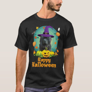 Gelukkig Halloween Newfoundland Hound Pompoen Heks T-shirt