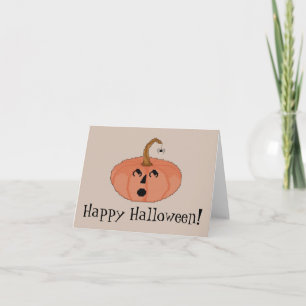 Gelukkig Halloween! Opgeschrokken Pompoen Notecard Kaart